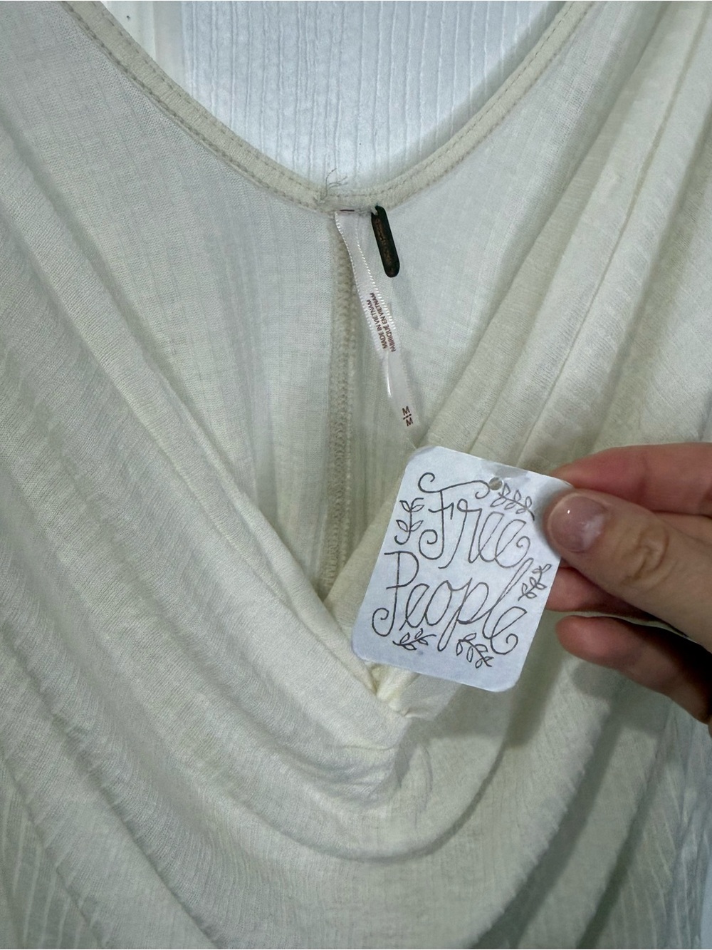 NWT Free People Bullseye Surplice Drape Tank Top Ivory Size Medium - Picture 4 of 9